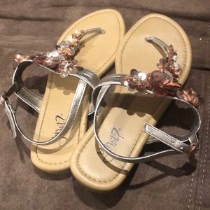 Rose gold floral sandals